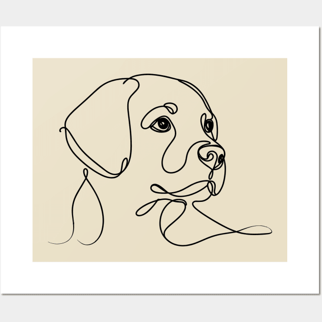 One Line Drawing for Dog Lovers Wall Art by T-Shirt Sculptor